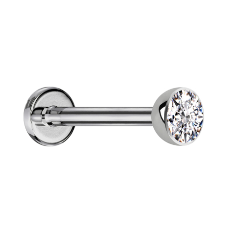 Sterile Micro Threadless Labret silver with half-sphere crystal silver