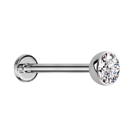 Sterile Micro Threadless Labret silver with half-sphere crystal silver