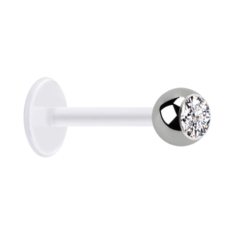 Sterile Micro Labret transparent with ball silver crystal silver