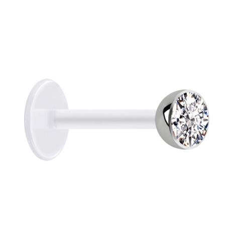 Sterile Micro Labret transparent with hemisphere silver crystal silver