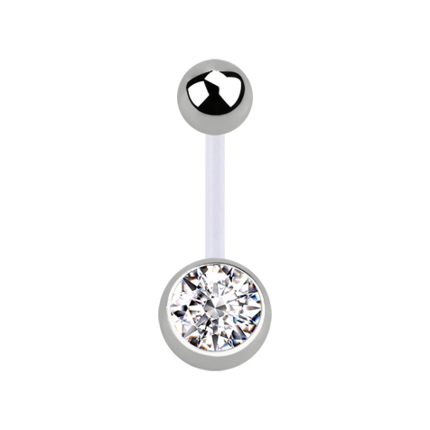 Sterile Banane transparent mit Kugel silber und Kugel silber Kristall silber