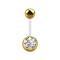 Sterile banana transparent with 18k gold-plated ball and 18k gold-plated crystal silver ball