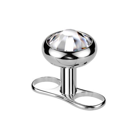 Sterile Micro Dermal Anchor Internal Thread Silver Two Hole with Crystal Silver