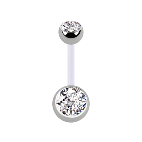 Banana sterile trasparente con due sfere in cristallo argento argento