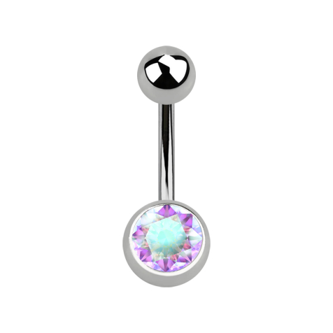 Sterile silver banana with ball and multicolor crystal ball