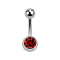 Sterile silver banana with ball and red crystal ball