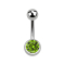Sterile silver banana with ball and light green crystal ball