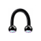 Micro Circular U Barbell black with two multicolor crystal balls