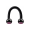 Micro Circular U Barbell black with two pink crystal balls