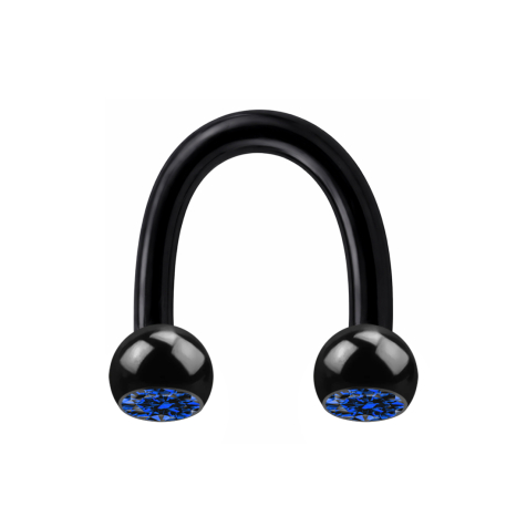 Micro Circular U Barbell black with two dark blue crystal balls