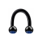 Micro Circular U Barbell black with two dark blue crystal balls