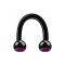 Micro Circular U Barbell nero con due sfere in cristallo fucsia