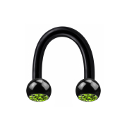 Micro Circular U Barbell black with two light green...
