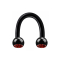 Micro Circular U Barbell black with two crystal red balls