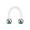 Micro Circular U Barbell transparent with two balls silver crystal aqua