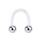 Micro Circular U Barbell trasparente con due sfere in cristallo multicolore argento