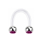 Micro Circular U Barbell transparent avec deux boules argentées cristal fuchsia