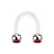 Micro Circular U Barbell transparent with two balls silver crystal red