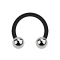 Micro circular barbell, black with two silver balls