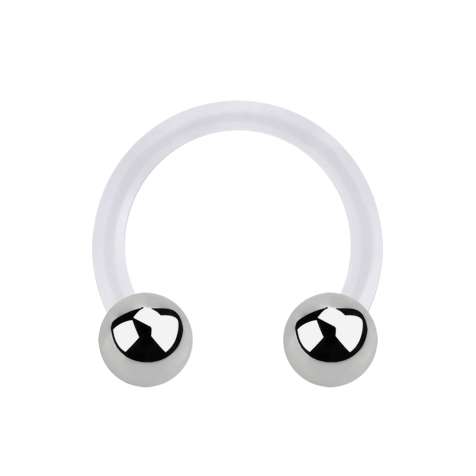 Micro Circular Barbell transparent avec deux boules argentées