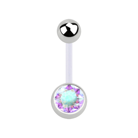 Sterile Banane transparent mit Kugel und Kugel silber Kristall multicolor