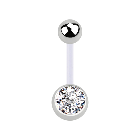 Sterile Banane transparent mit Kugel und Kugel silber Kristall silber