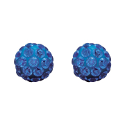 Orecchini a bottone in argento con cristallo Fireball blu...