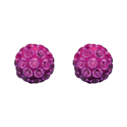Orecchini a bottone in argento con cristallo Fireball fucsia