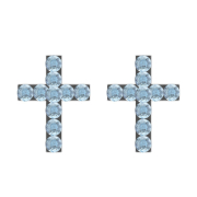 Orecchini a bottone in argento con croce in cristallo...