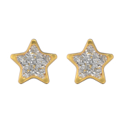 Orecchini a bottone placcati oro con stella glitter argento