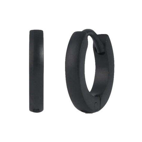 K12 - Black Square Hoop Earrings - 2 mm