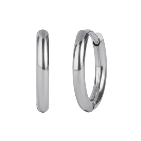 K12 - Silver Round Hoop Earrings - 2 mm