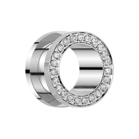 Flesh Tunnel silber Kristalle silber