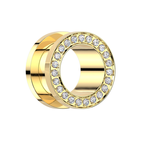 Flesh Tunnel vergoldet Kristalle silber