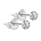 Clou doreille rond en argent massif 925 avec cristal argenté