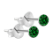 Round stud earrings in 925 sterling silver with green crystal