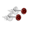 Clou doreille rond en argent massif 925 avec cristal rouge