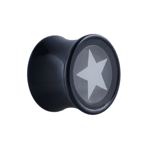 Flared plug with star on transparent disc