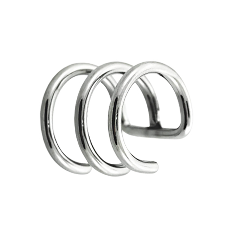 Fake ear cuff silver with 3 rings