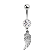 Banana silver with pendant wings and crystal silver