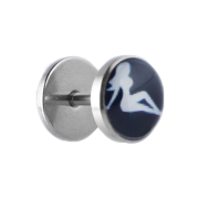 Fake Plug silber mit Pinup Girl