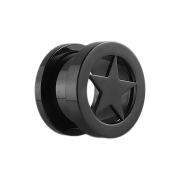 Flesh Tunnel schwarz mit Stern Titanium beschichtet
