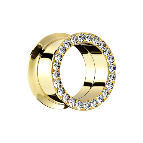 Flared Tunnel vergoldet mit Kristall silber