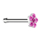 Nasenstecker gerade silber mit Blume und 5 Kristalle pink