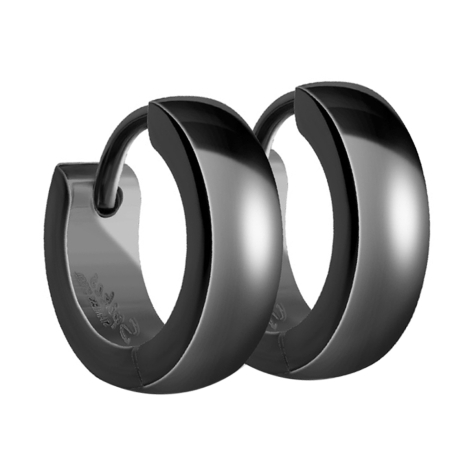 Boucles doreilles à clapet arrondi noir