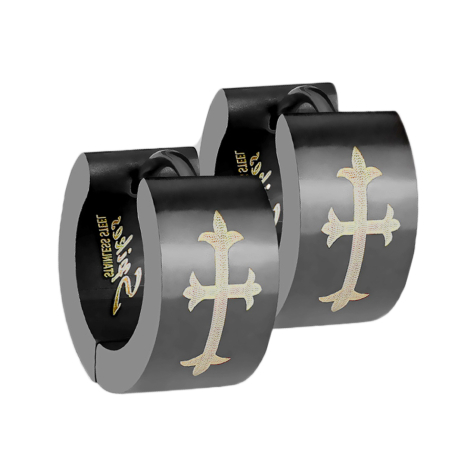 Folding earring with black gothic cross