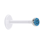 Micro Labret transparent avec boule et cristal bleu clair
