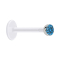 Micro labret transparent with ball and crystal light blue