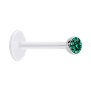 Micro Labret transparent avec boule et cristal turquoise