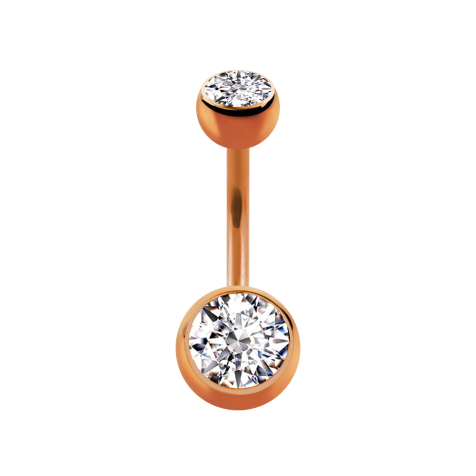 Banana rose gold with two silver crystal balls